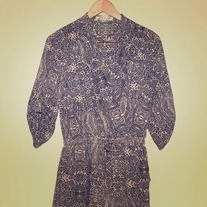 Love & Love Blue Print Romper with Pockets